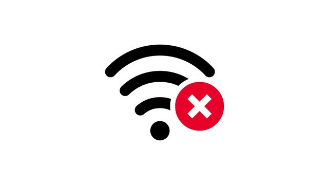 No wifi signal icon animation on a white background