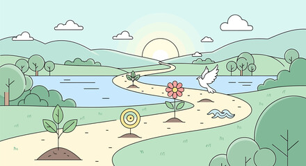 The Journey of Growth A Path Towards Peace and Fulfillment Surrounded by Nature's Beauty