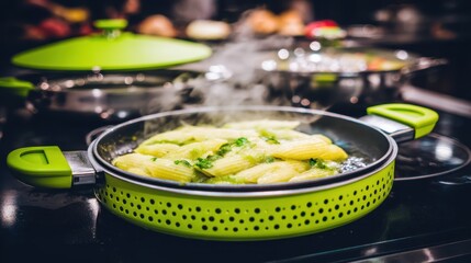 Cooking delicious dumplings home kitchen culinary art modern environment top-down view flavorful experience