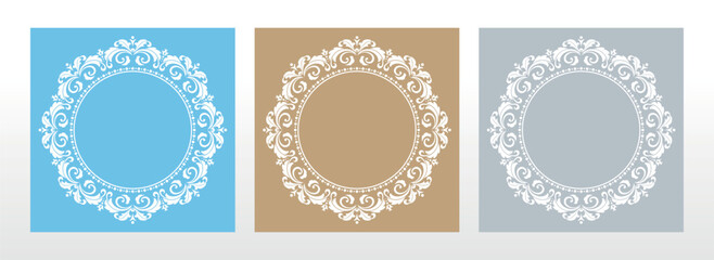 Set of decorative frames Elegant vector element for design in Eastern style, place for text. Floral colored borders. Lace illustration for invitations and greeting cards