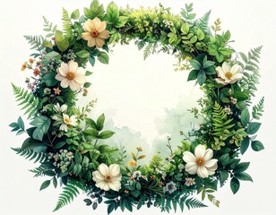 Generated image　白い花とグリーンのリース