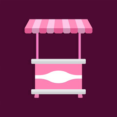 Illustration of an empty pink market stall in flat design style.