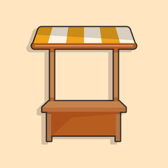 Illustration of an empty Market Kiosk in flat design style.