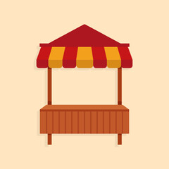Illustration of an empty Market Kiosk in flat design style.