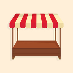 Illustration of an empty Market Kiosk in flat design style.
