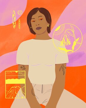Laidback woman in bright colors 