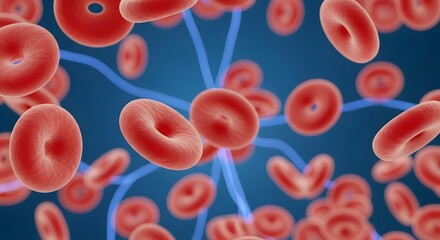 Red Blood Cells Flowing Through Bloodstream, Medical Illustration, Circulation
