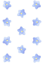 Hand drawn watercolor blue field flowers poster. Illustration of abstract flowers isolated on white background. Can be used for postcard, scrapbook and other printed products.