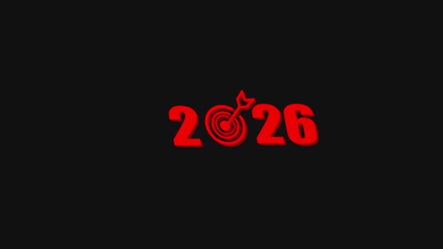 2026 target goal concept on the transparent background. Future planning, vision, and strategic direction for success, growth, and achievement through smart digital decision-making. 4k video animation.