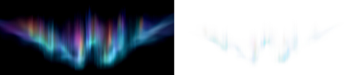 Aurora Light Overlay with Isolated Colorful Leaks Display on Black and Transparent Background, cutout, png