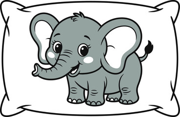 Fototapeta premium Cute elephant cartoon vector illustration pillow design art