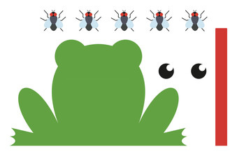 Frogs and insects. Vector illustration isolated on white background.