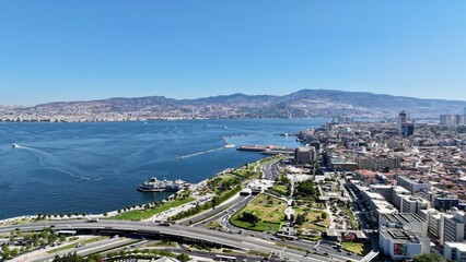 High quality landscape photo of Izmir city taken with a drone