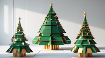 Modern Christmas Sculpture with Geometric Design and Golden Star (AI-generated)