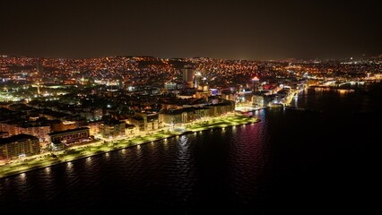 High quality landscape photo of Izmir city taken with a drone