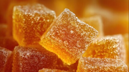 Crystallized Ginger Cubes Close Up