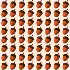 Seamless Acorn Pattern with Warm Autumn Colors