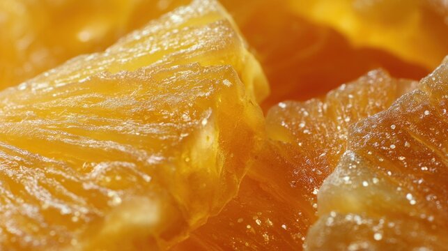 Dried pineapple chunks closeup texture