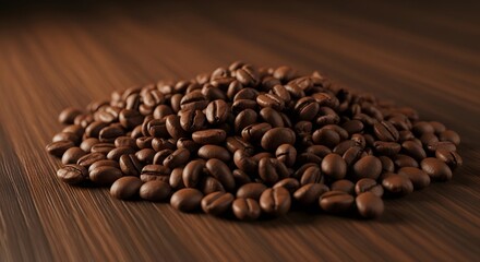 Fototapeta premium Fresh Coffee Beans Close-Up: Aromatic, Rich Flavor and Texture