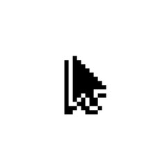 Obraz premium Black and white 8-bit pixel arrow pointing upward. Minimal retro symbol for UI, games, or web design representing direction, upload, or progress in classic digital style.