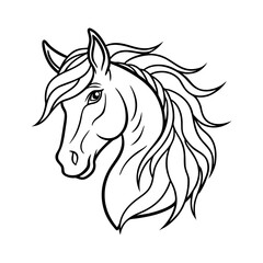 Horse Head With Flowing Mane Minimal Outline Vector