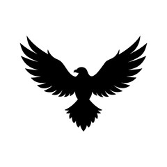 Flying Eagle Silhouette With Open Wings Vector Art