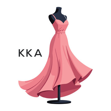 KKA Elegant Pink Dress. KKA Logo Design for Fashion Boutique, Clothing Brand, and Tailor KKA Shop Branding.
