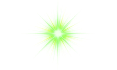 Fototapeta premium Green-yellow PNG star with sparkling light and radiant glow. Bright sparkles enhance visual elegance and magical effect. Perfect for digital design, festive projects, or creative illustrations.