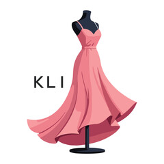 KLI Elegant Pink Dress. KLI Logo Design for Fashion Boutique, Clothing Brand, and Tailor KLI Shop Branding.
