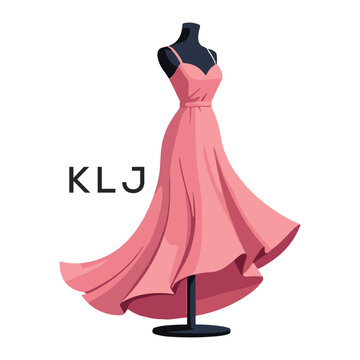 KLJ Elegant Pink Dress. KLJ Logo Design for Fashion Boutique, Clothing Brand, and Tailor KLJ Shop Branding.
