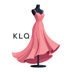 KLQ Elegant Pink Dress. KLQ Logo Design for Fashion Boutique, Clothing Brand, and Tailor KLQ Shop Branding.
