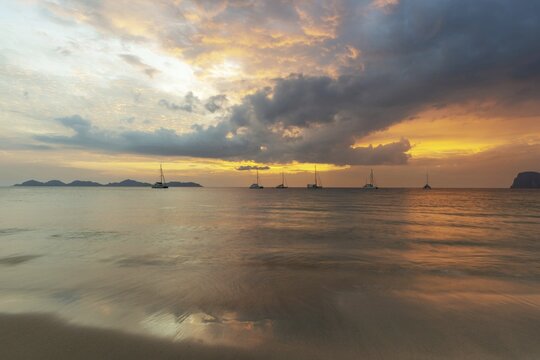 Sunset at Charlie Beach, Koh Mook Island, Andaman Sea, Thailand, Southeast Asia