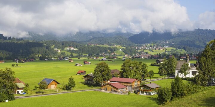 Loretto Wiesen, village meadows south of Oberstdorf, Oberallg&auml;u, Bavaria, Germany