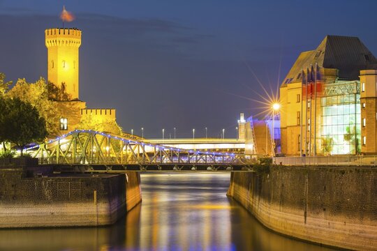 Malakoff Tower, revolving bridge, Imhoff Chocolate Museum, Cologne, North Rhine-Westphalia, Germany