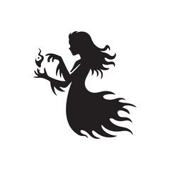Halloween Sabrina Silhouette in Black – Witch Vector Design.