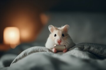 Charming hamster's smartphone wonder under moonlight. Pet night. From wallets to wreckage: how crypto traps the unprepared. Cryptocurrency scams explained. Dark night.