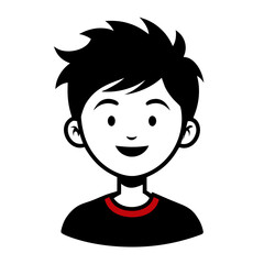 Boy smiling Silhouette vector on white background