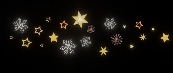 Beautiful winter background with golden stars and snowflakes. Perfect for holiday cards, websites, and more!