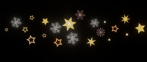 Beautiful winter background with gold stars and snowflakes. Perfect for holiday cards, websites, and more!