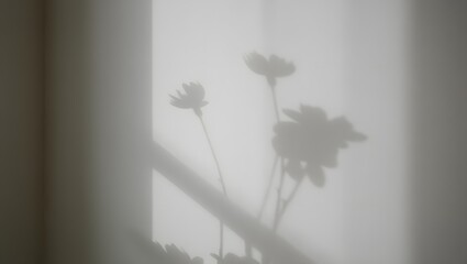 Soft floral silhouette cast by sunlight through sheer curtains