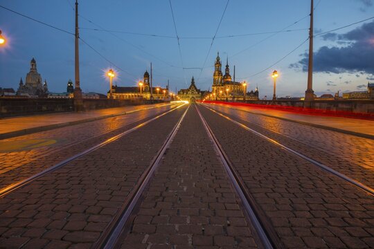 Augustusbruecke, Catholic Court Church, Sanctissimae Trinitatis, Dresden, Free State of Saxony, Germany