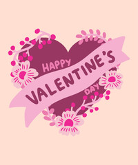 Simple Cute Valentine Card Design violet purple ribbon heart