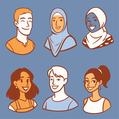Colorful Hand-Drawn Diverse People Avatar Vector Set for Inclusive Branding