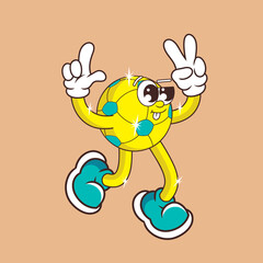 Obraz premium Retro character design of cute soccer ball