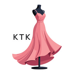 KTK Elegant Pink Dress. KTK Logo Design for Fashion Boutique, Clothing Brand, and Tailor KTK Shop Branding.
