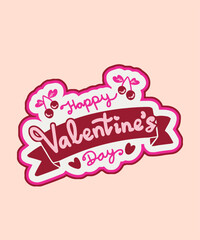 Romantic valentine day sticker ribbon