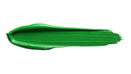 textured abstract green paint stroke isolated on transparent background, png