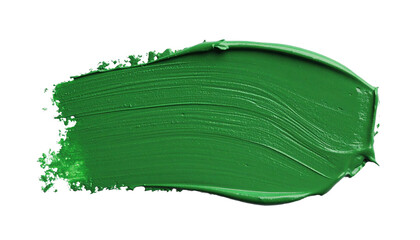 textured abstract green paint stroke isolated on transparent background, png