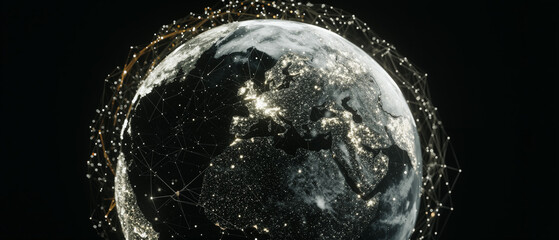 Digital globe showcasing an interconnected AI network forming a luminous representation of Earth