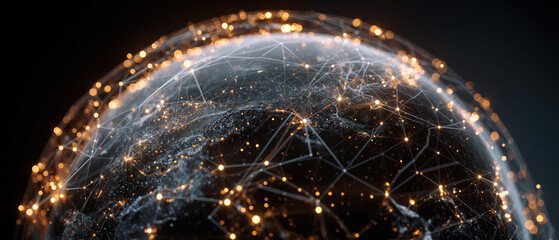 Digital globe representation showcasing interconnected AI networks and global data flow in modern technology landscape